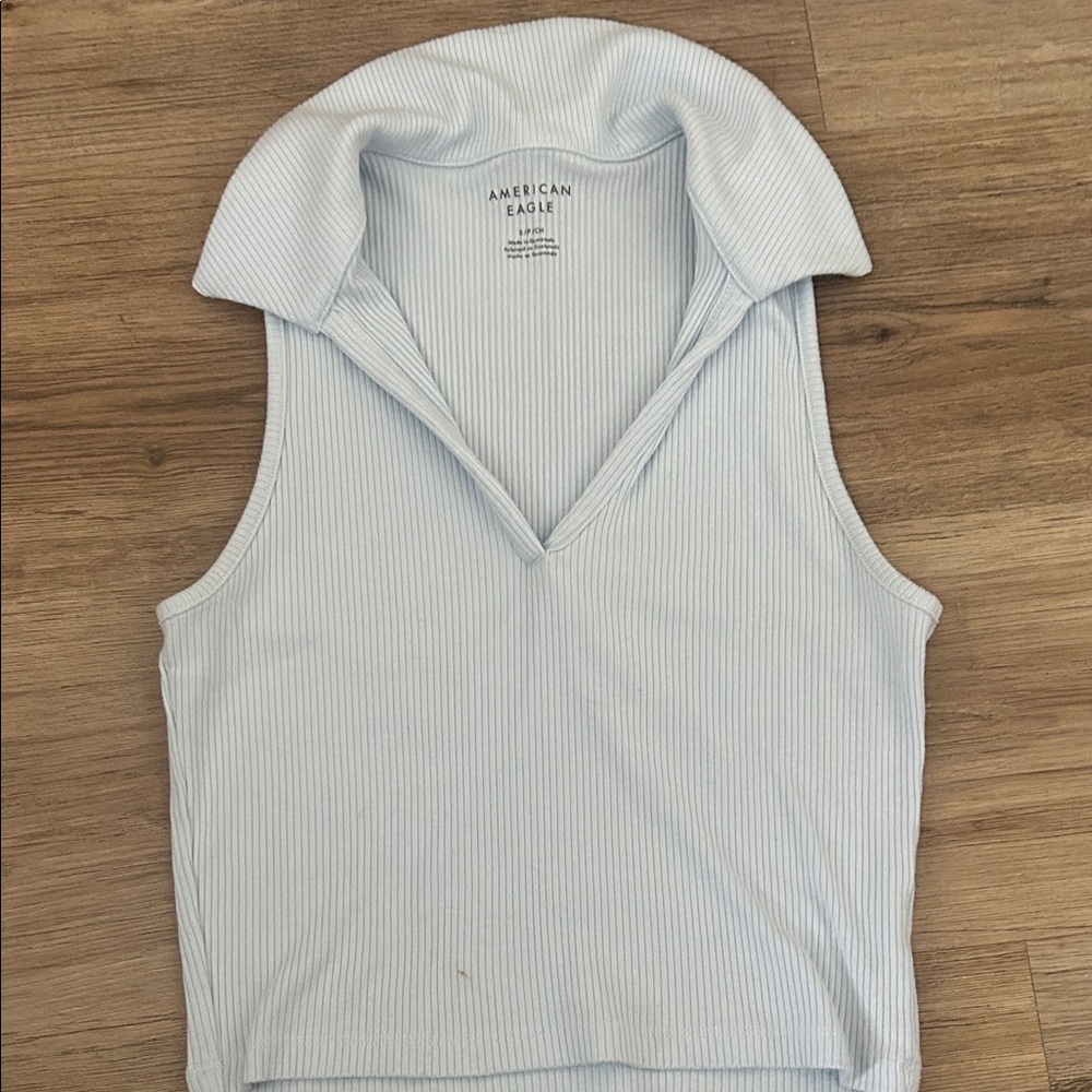 American Eagle Outfitters Light Blue Ribbed Tank Top